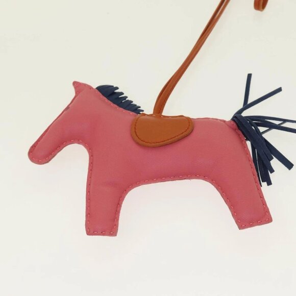 HERMES Rodeo Charm Leather Pink Auth - Picture 2 of 14